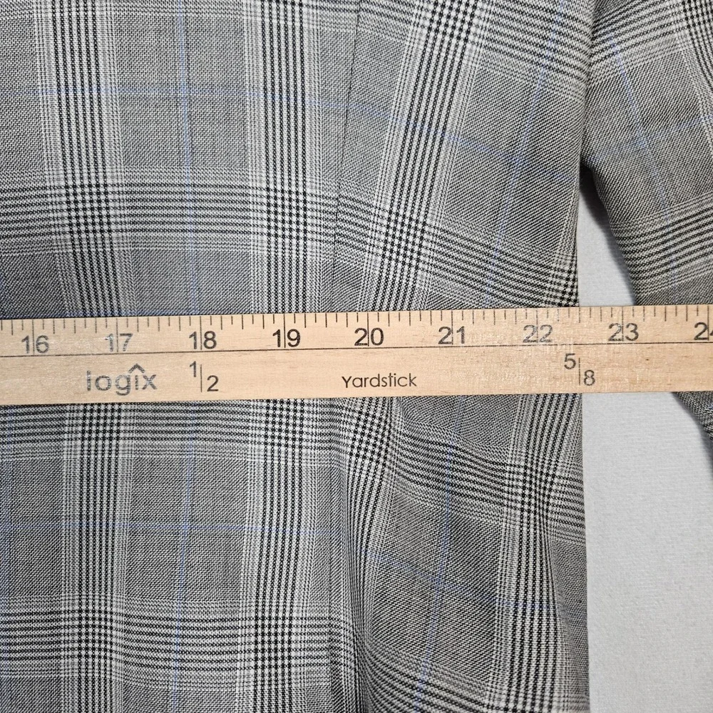 Hickey Freeman Suit Set Mens 46L 36x30 Grey Glen Plaid Wool Business Formal USA
